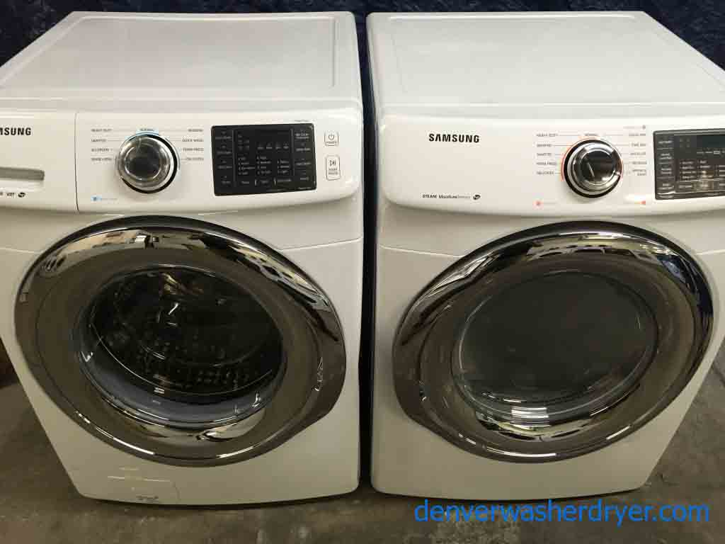 New Samsung Front Load Washer Dryer Set, Stackable, Electric, Steam