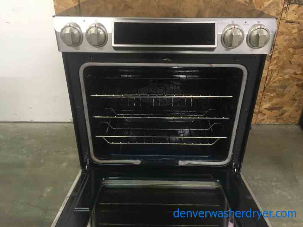 Electric Stainless Samsung Glass-Top Slide-In Oven