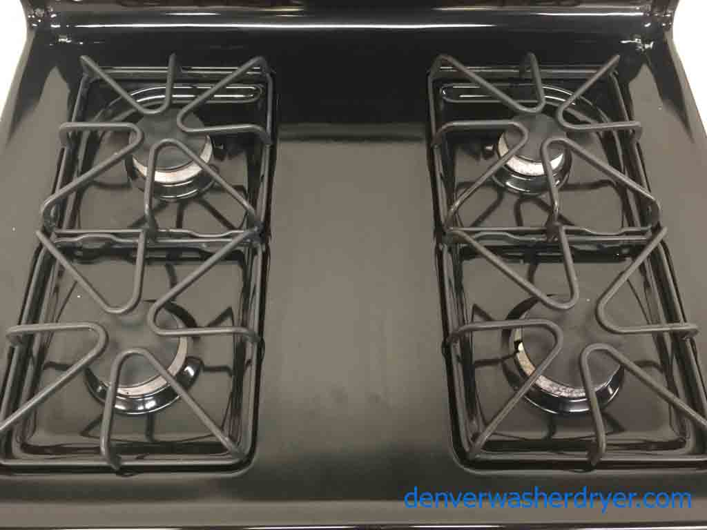 Black *GAS* Stove, GE, Self Cleaning, 30″, 1-Year Warranty