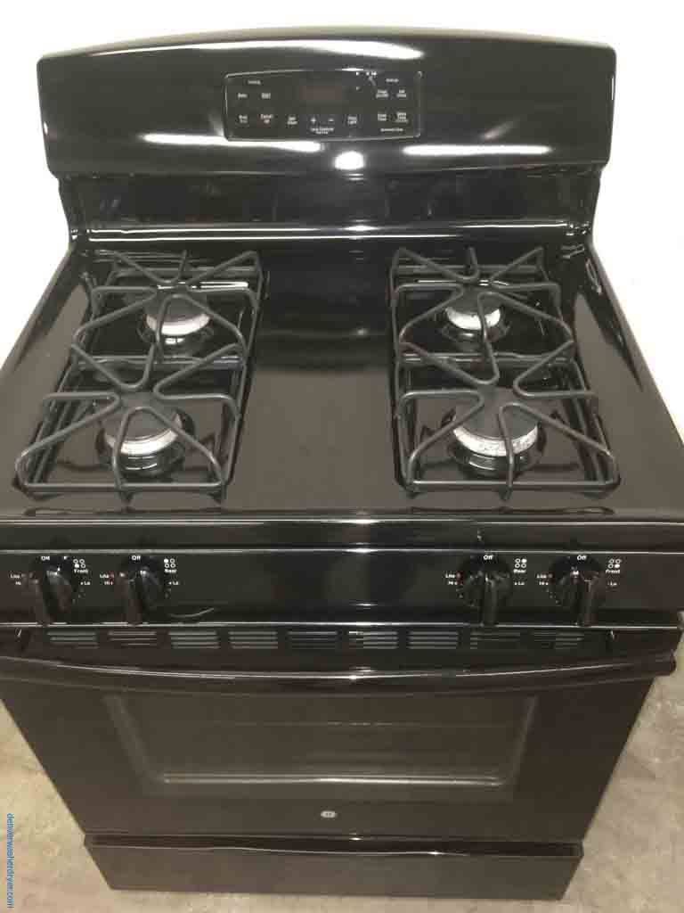Black *GAS* Stove, GE, Self Cleaning, 30″, 1-Year Warranty