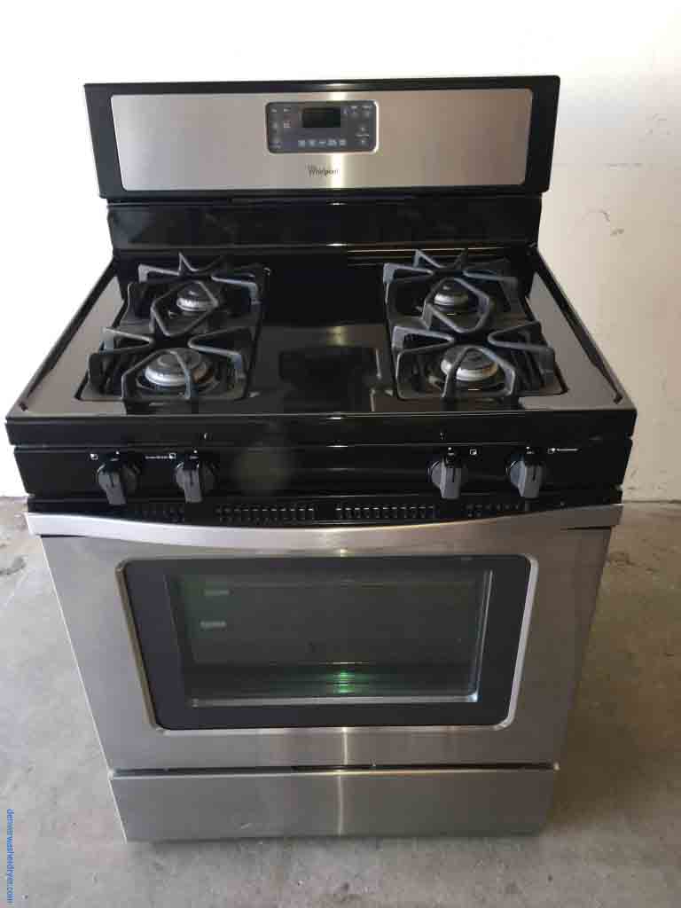 Used Stainless Gas Stove, 30″, Whirlpool, 1-Year Warranty