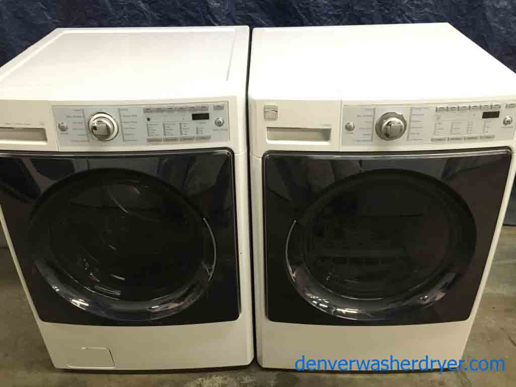 Stacked Front-Load Kenmore Washer|Dryer Set, Electric