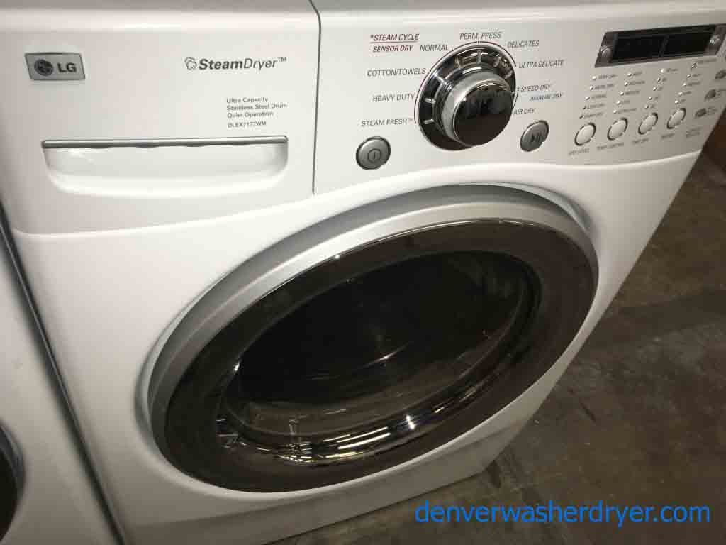 Stacked Front-Load LG Washer|Dryer Set, Steam, Electric, Direct-Drive