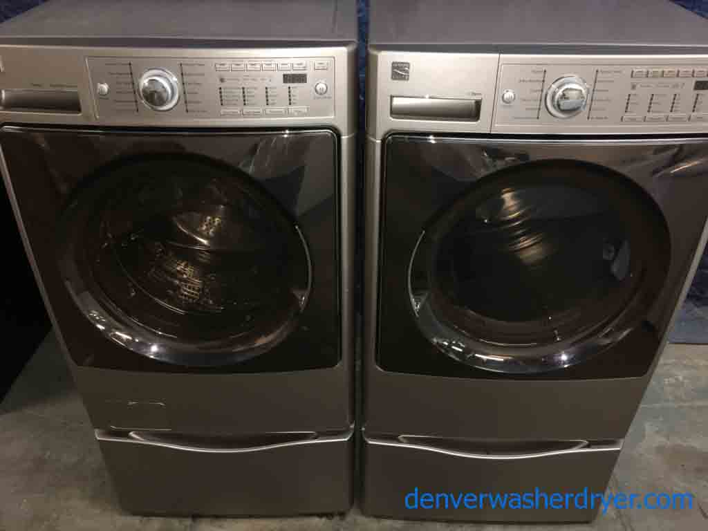 High End Kenmore (by LG) Laundry Set On Pedestals, Electric, Direct-Drive, Steam