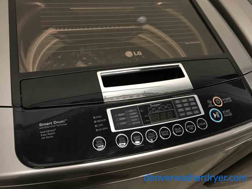 Top-Load LG Laundry Set, Electric Dryer, 4.3 Cu. Ft. Washer, Graphite Steel Metallic