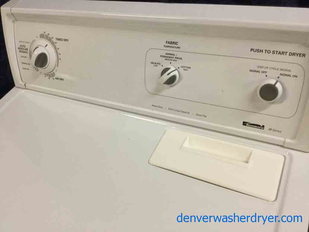 Kenmore 80 Series Dryer, 220v, Extra Large Capacity, White, 29″ Wide, Quality Refurbished