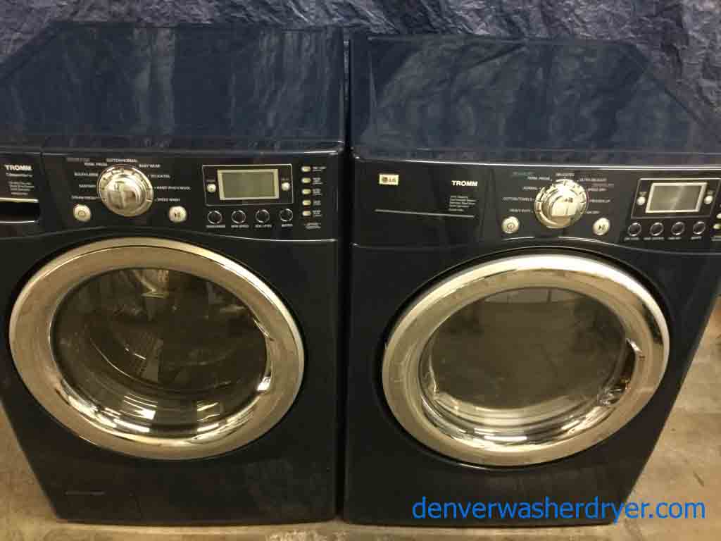 Beautiful BLUE LG Front-Load Washer, Electric Dryer, Stackable, Steam & Sanitary Cycles!