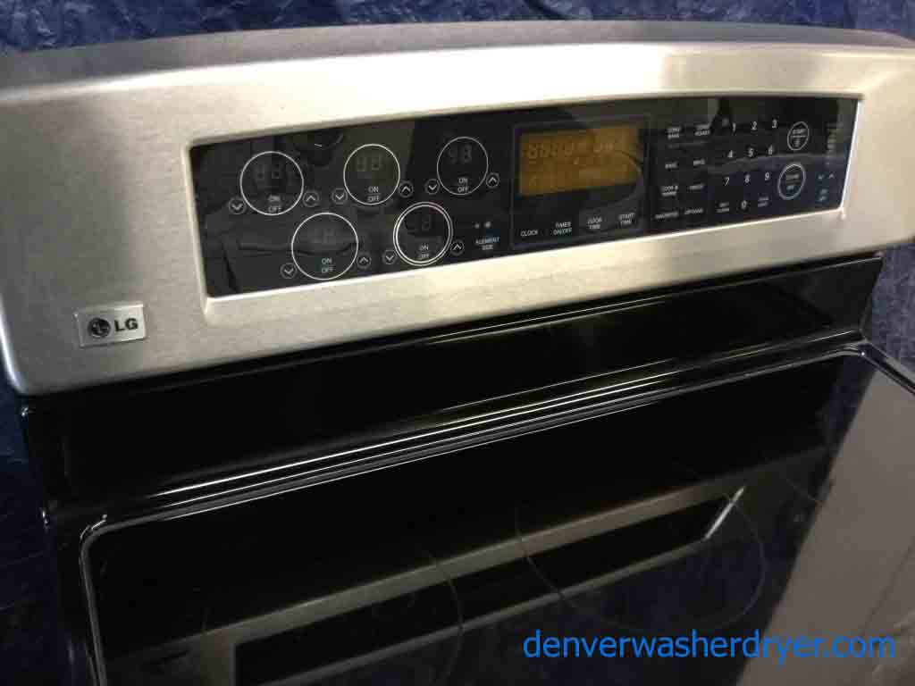 Used Stainless Glass-Top Range, LG, Electric, 30″ Freestanding, Convected Oven, 1-Year Warranty!