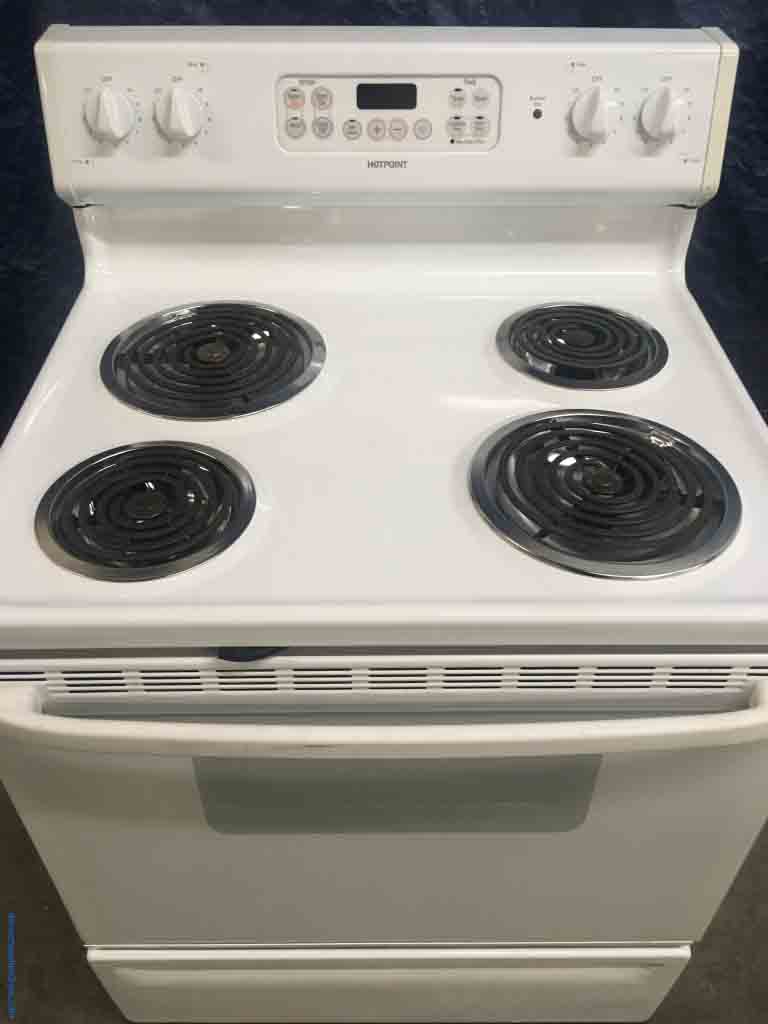 Electric, White, Coil-Top Hotpoint Freestanding Range