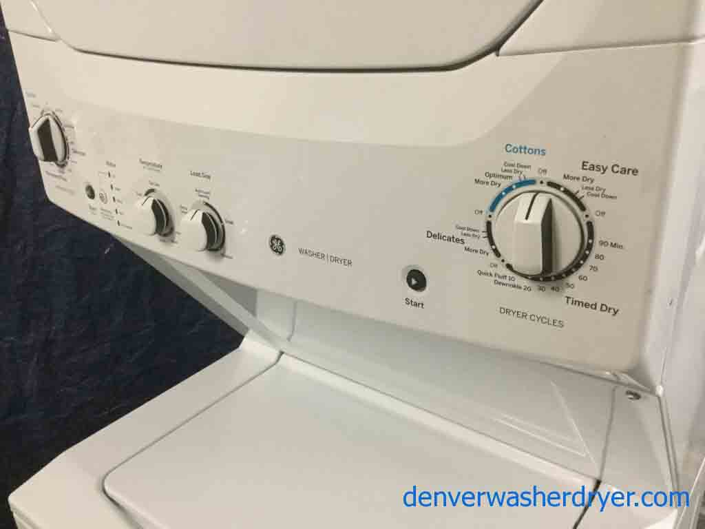 Newer Model GE Full-Sized Stackable 27″ Laundry Center, 220V, Clean and Warrantied!