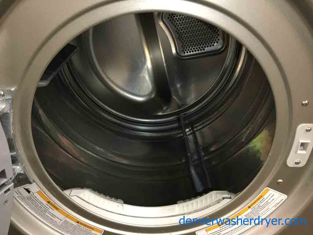 Sleek Silver LG Tromm Front-Load Laundry Set, Electric, Sanitary Cycle! 5 year warranty