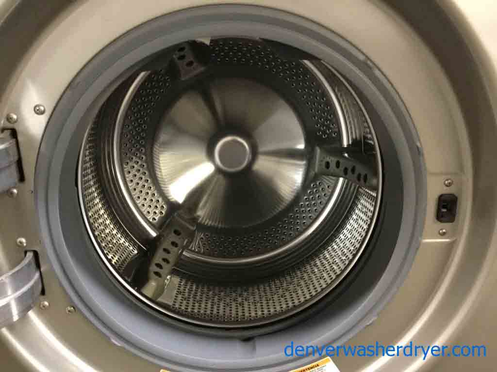 Sleek Silver LG Tromm Front-Load Laundry Set, Electric, Sanitary Cycle! 5 year warranty