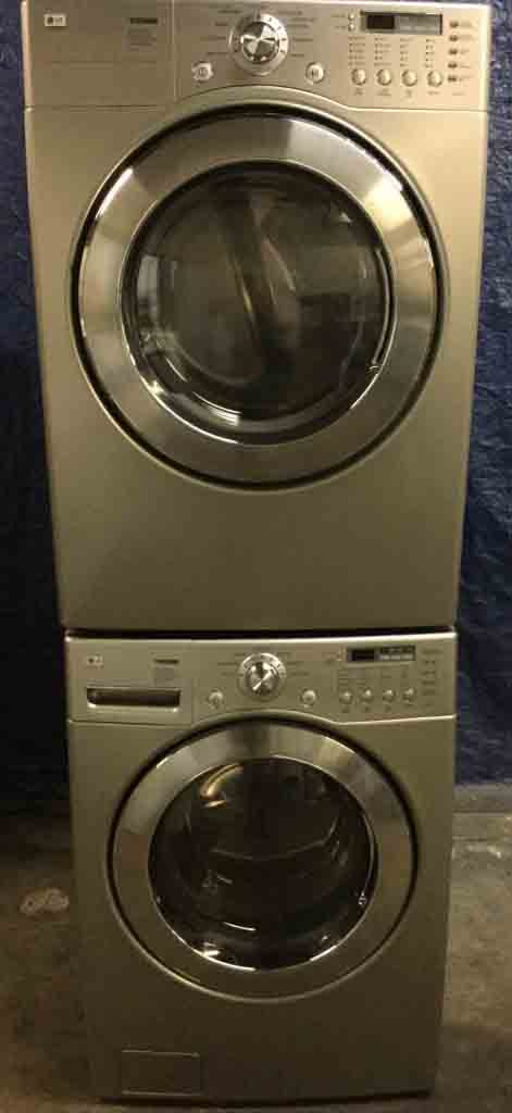 Sleek Silver LG Tromm Front-Load Laundry Set, Electric, Sanitary Cycle! 5 year warranty
