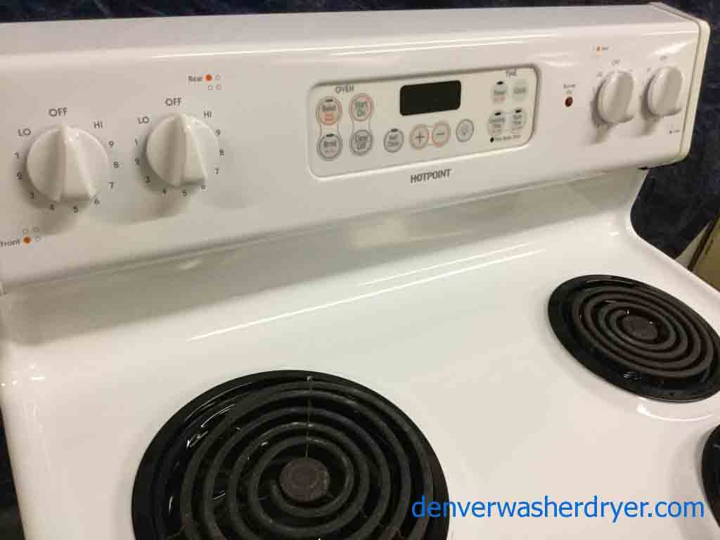 White Coil-Top Stove, Electric, 30″ Wide, Hotpoint(GE), 1-Year Warranty!