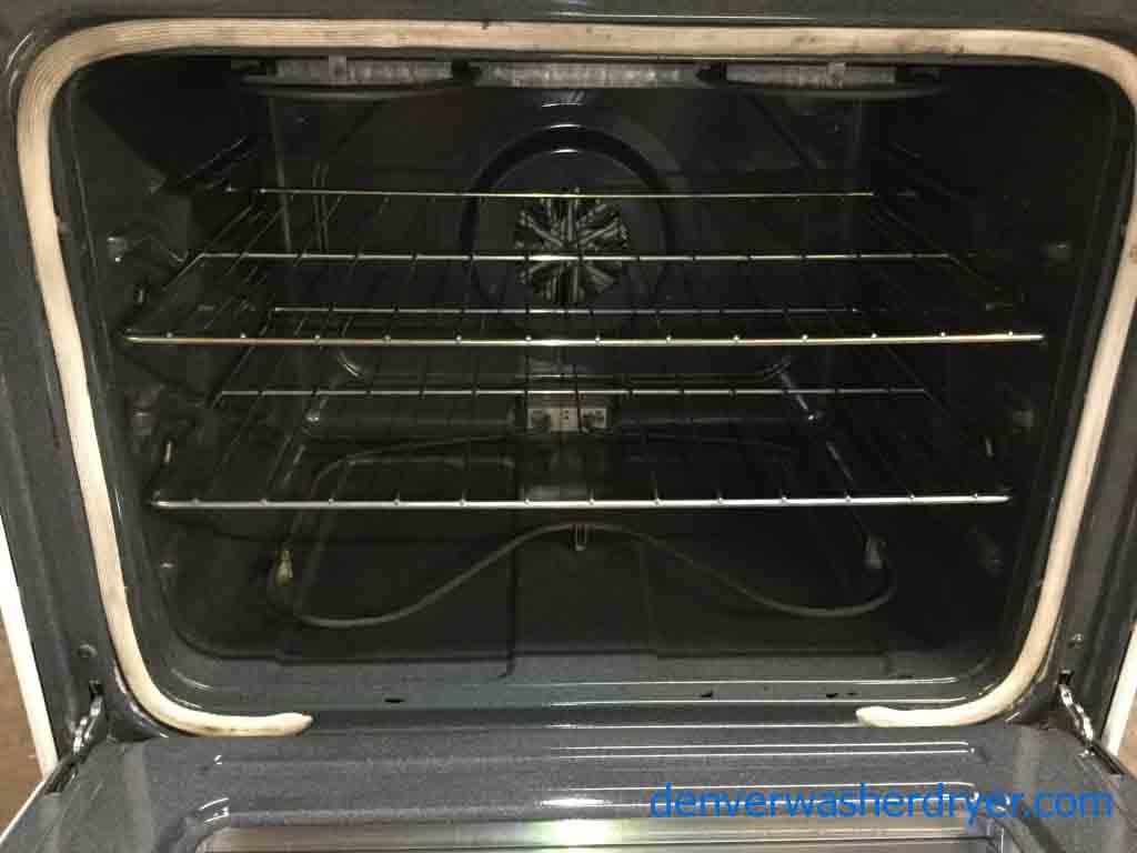 Slick White Glass-Top Stove, 30″ Whirlpool, Electric, 1-Year Warranty