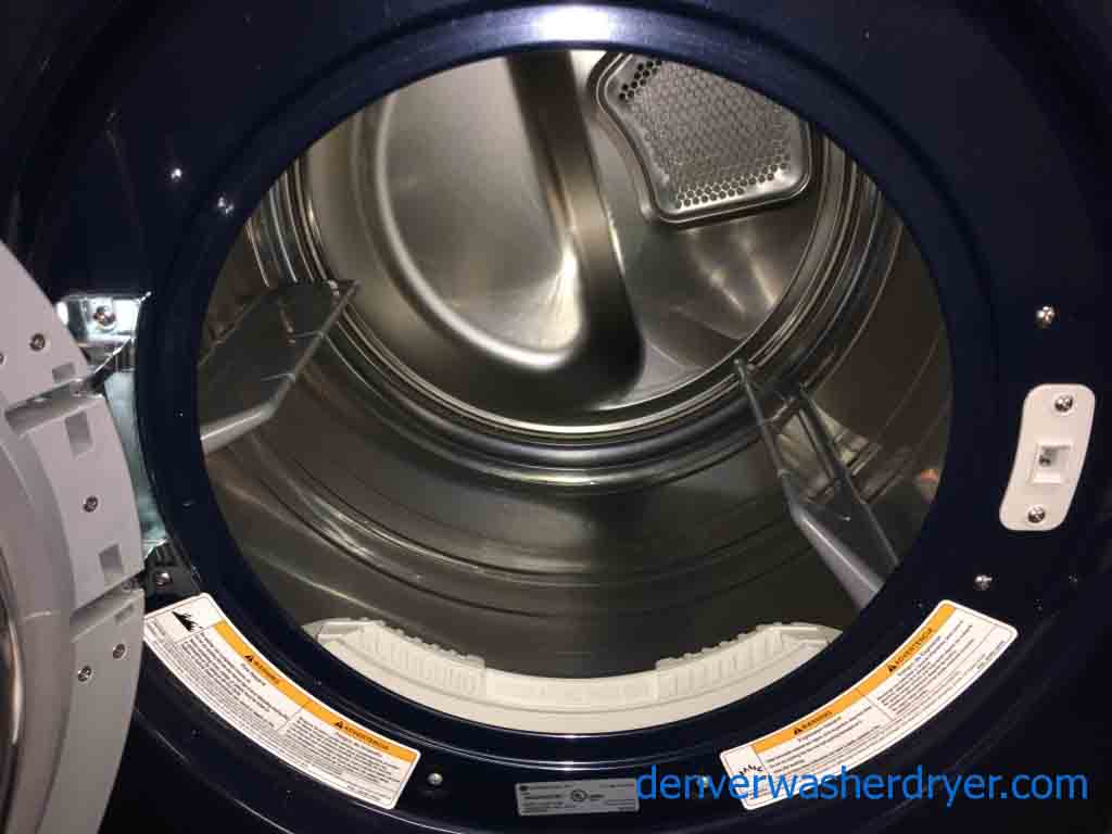 Beautiful Blue LG TROMM Front-Load Laundry Set on Pedestals, Electric, Steam & Sanitary, High-End!