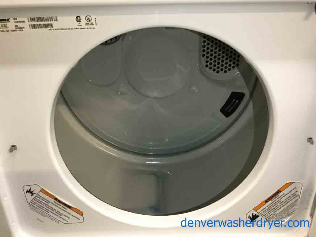 XL Capacity Kenmore Electric Dryer Slim 26″ Depth, 1-Year Warranty & Single White Kenmore 500 Series Top-load Washing Machine!