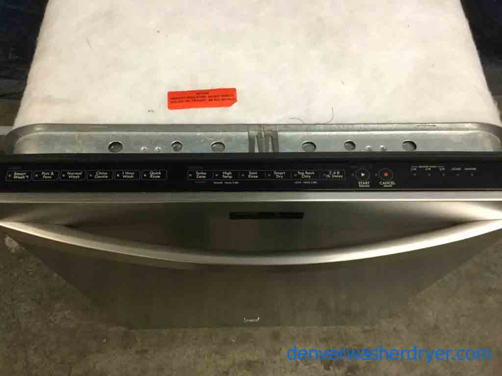 Used Stainless Dishwasher, Kenmore Elite, 24″ Built-In with Hidden Controls, 5-Year Warranty!-Brand-New Frigidaire Stackable(Unitized) Laundry Center, Electric, Titanium Color, Energy Star, 1-Year Warranty