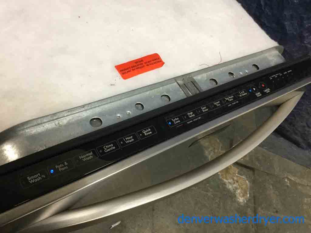 Used Stainless Dishwasher, Kenmore Elite, 24″ Built-In with Hidden Controls, 5-Year Warranty!-Brand-New Frigidaire Stackable(Unitized) Laundry Center, Electric, Titanium Color, Energy Star, 1-Year Warranty