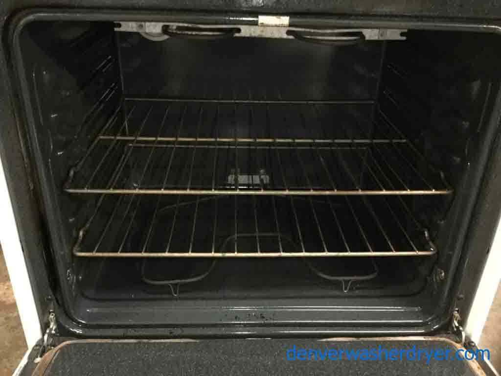 30″ Coil-Top Stove, White, GE, Electric, Self-Cleaning, 1-Year Warranty!