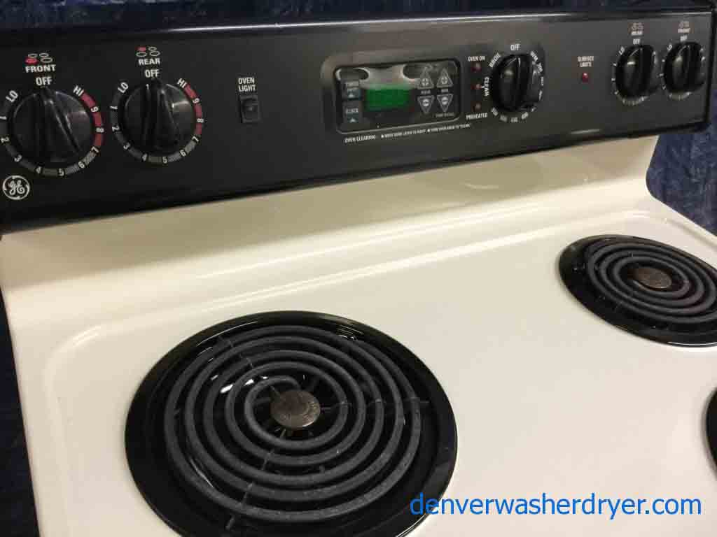 Large Images for Almond/Black GE Electric Range, SelfCleaning, 30
