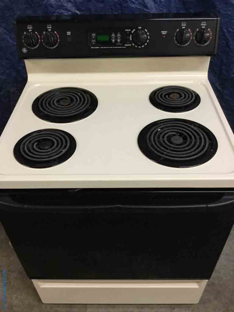 Large Images for Almond/Black GE Electric Range, SelfCleaning, 30