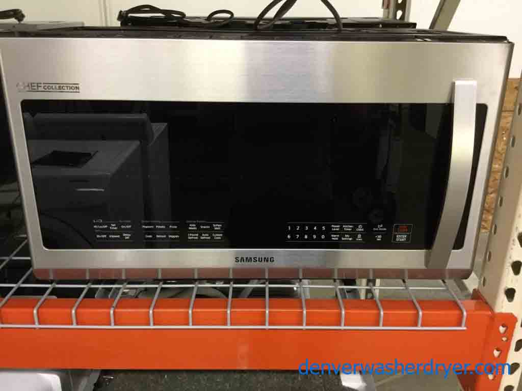 New! Out-of-Box Samsung Microwave, Stainless, Over-the-Range, Chef Collection, 2.1 Cu. Ft, 1000W