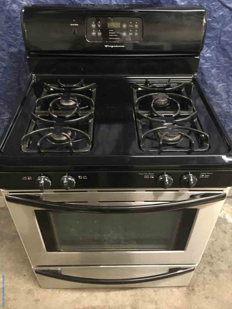 Fancy Frigidaire *GAS* Black/Stainless Self-Cleaning Free Standing Range Convection Oven with 1 Year Warranty!