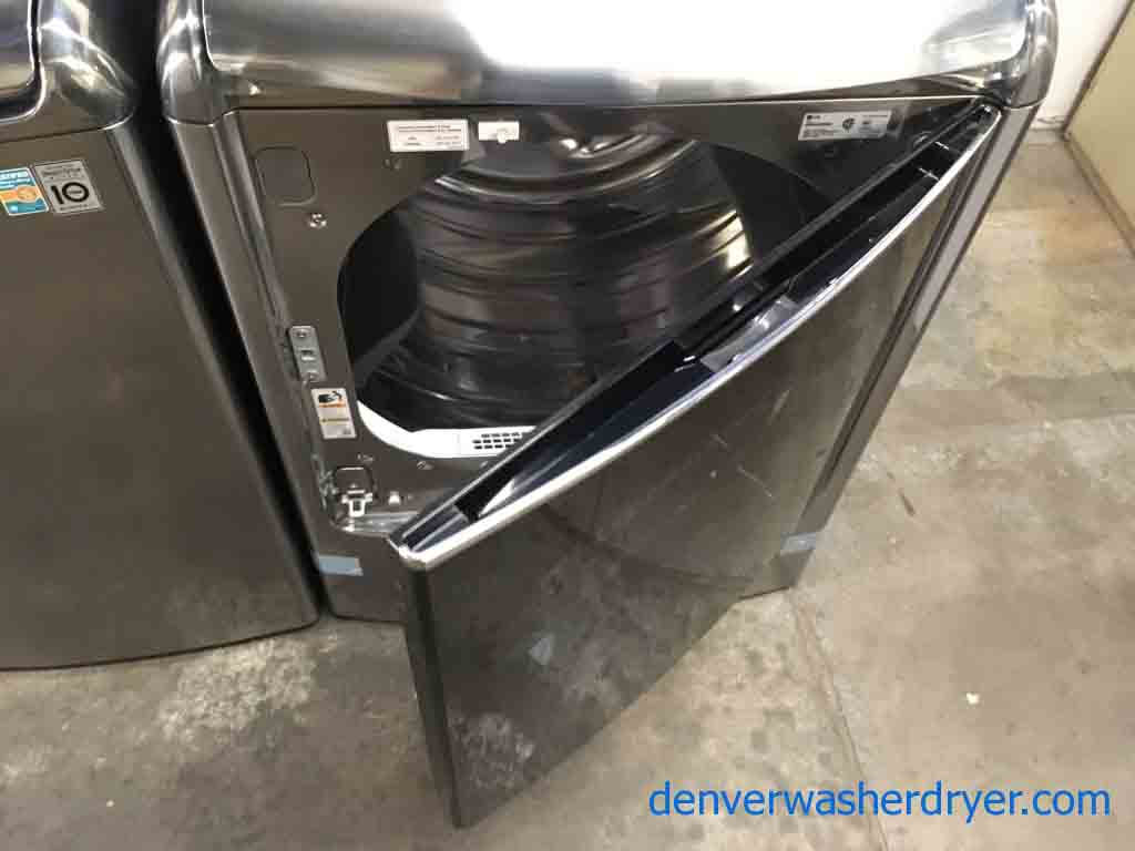 Mindblowing LG Washer Dryer Set, Electric, Silver/Grey, Steam, Dual-Open Door, 1-Year Warranty