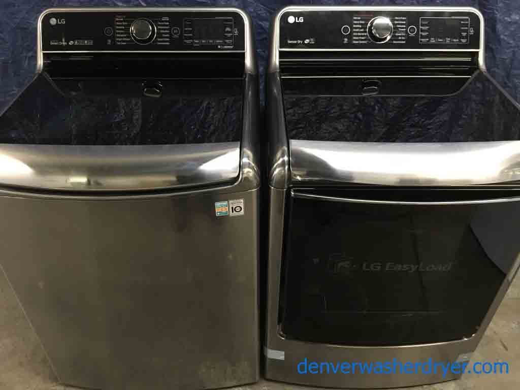 Mindblowing LG Washer Dryer Set, Electric, Silver/Grey, Steam, Dual-Open Door, 1-Year Warranty