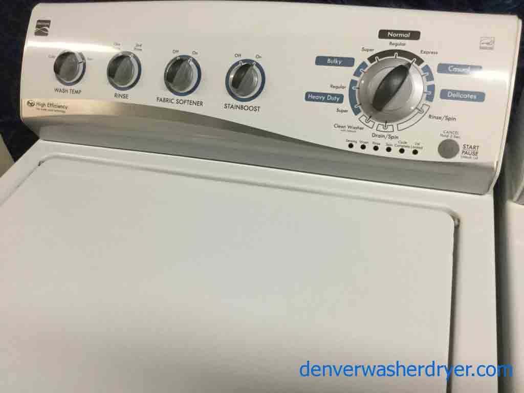 Spiffy Kenmore Washer Dryer Set, HE, Super Capacity, 1-Year Warranty