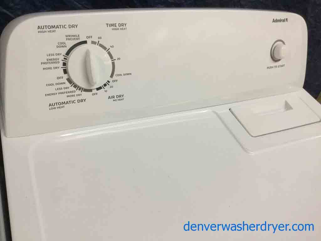 Admirable Admiral(Maytag) Washer Dryer Set, Electric, Full Sized, 1-Year Warranty