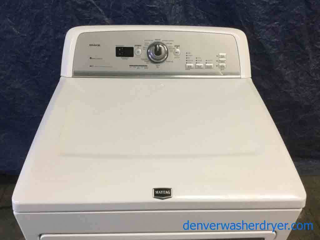 Bold Maytag Bravos Dryer, Electric, Slim 27″ Wide, 1-Year Warranty! W/Pedestal