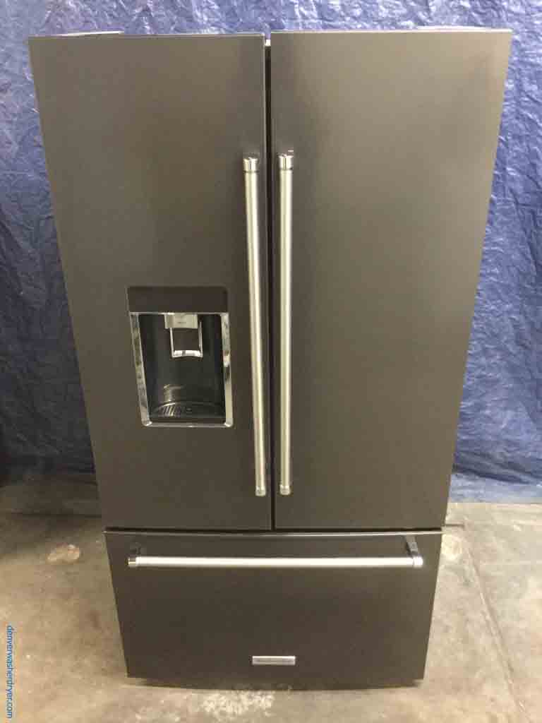Near New Kitchenaide French Door Refrigerator, Counter Depth, Black Stainless, 1-Year Warranty!