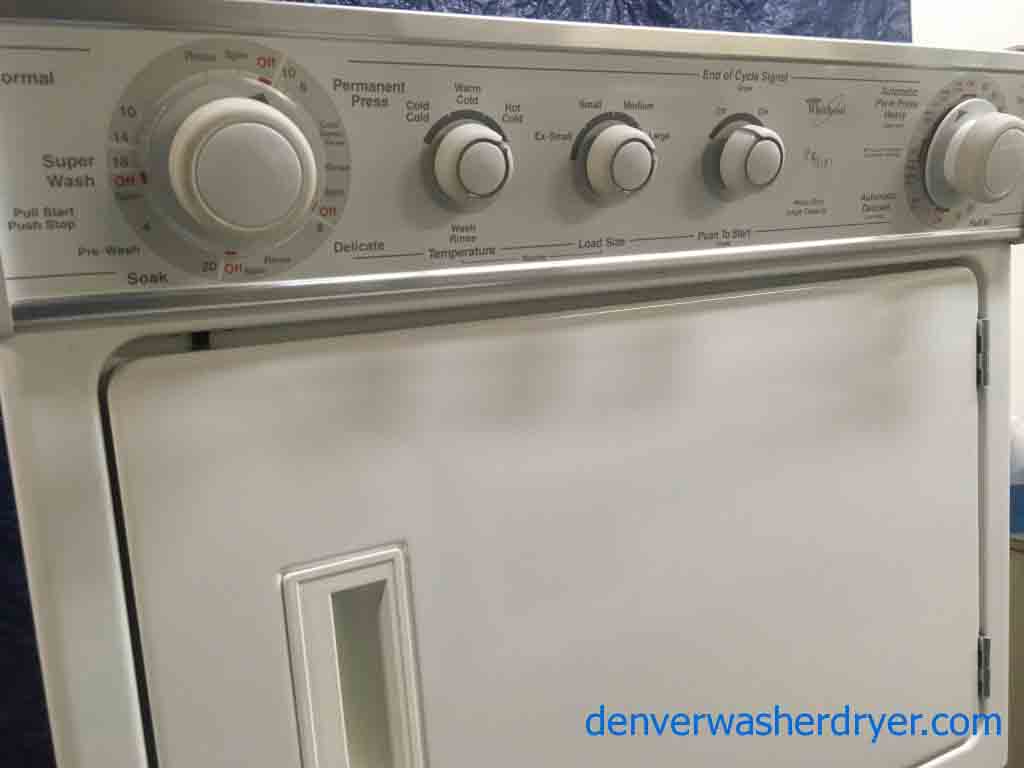 Stacked 27″ Whirlpool Laundry Center, Super Capacity, Heavy-Duty, Direct-Drive, Quality Refurbished!