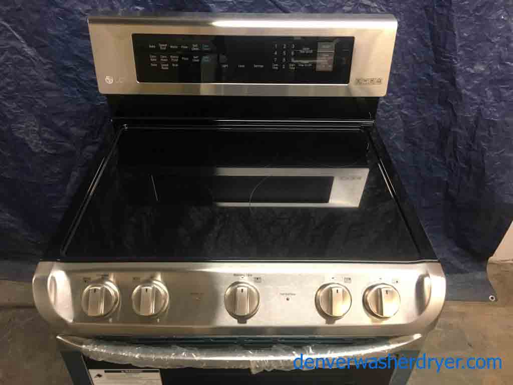 New LG, Self-Cleaning Double Oven Electric Convection Range – Stainless Steel