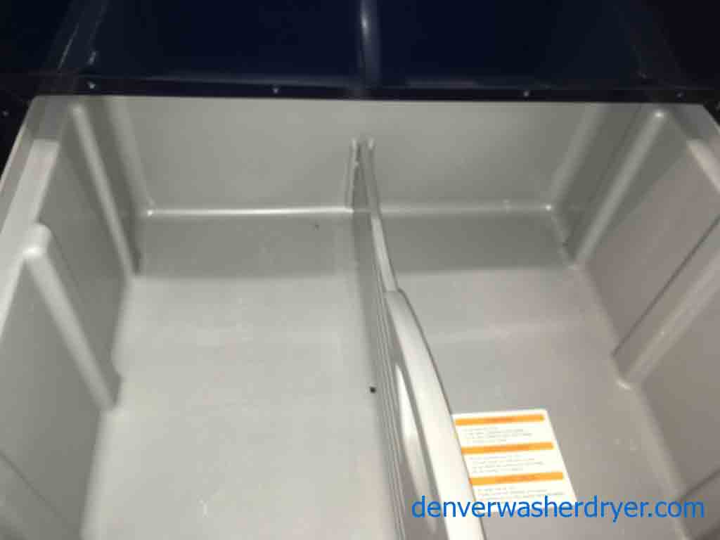 Slick Navy Blue LG Tromm Front Loader Washer & Dryer Set on Pedestals