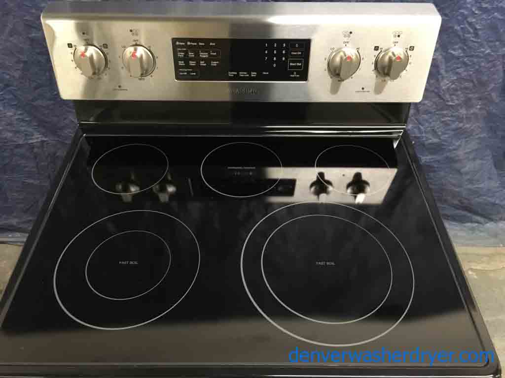 5-Burner Glass-Top, Convection Oven, Used Stainless Range, Samsung 30″ Freestanding, Electric, 1-Year Warranty!