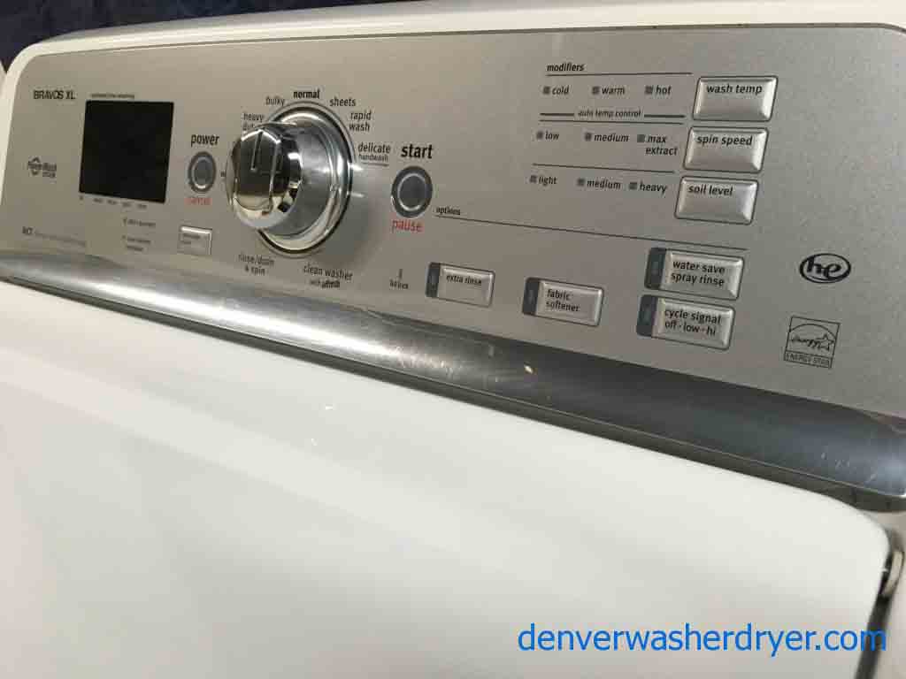Mighty Maytag Bravos XL Washer with Matching Electric Steam Dryer! Direct-Drive, 1-Year Warranty!