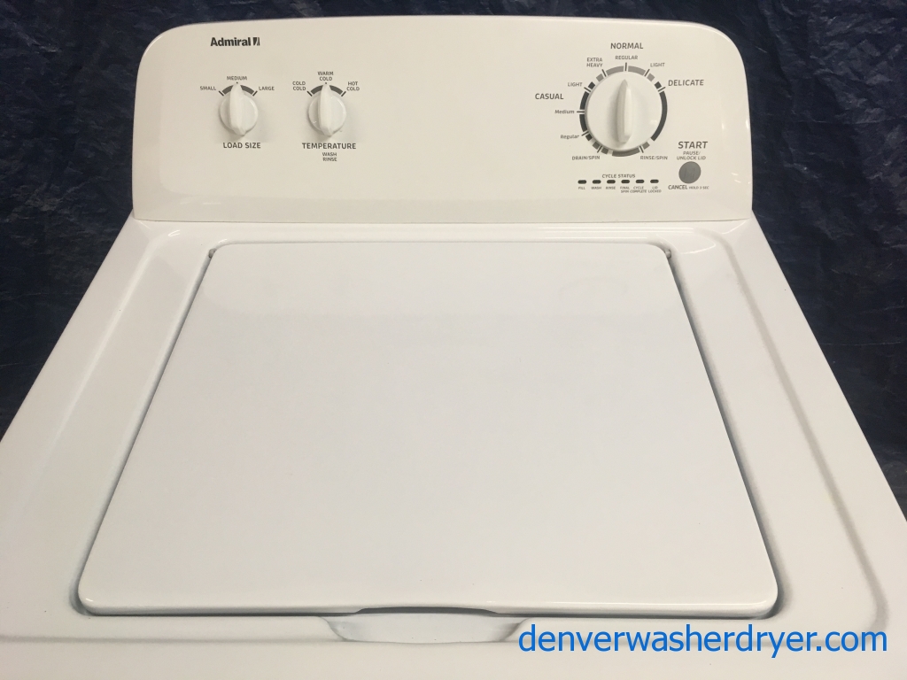 Large Images for FullSized Admiral Washing Machine, Agitator, Clean and Good Working, 1Year