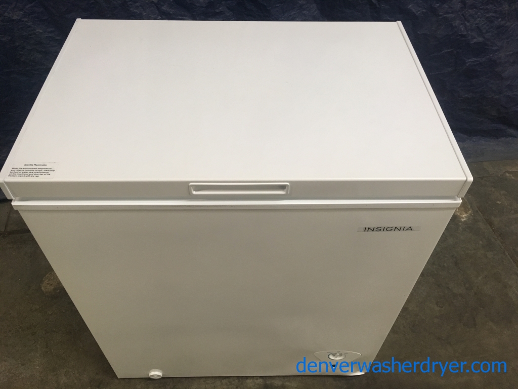 New (Dent) Insignia (5.0 Cu. Ft.) Chest Freezer, White, and 1-Year Warranty