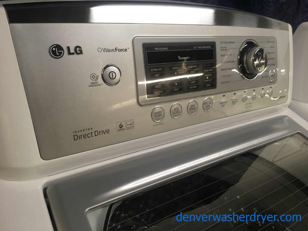 LG Wave Force Series Washer (5.0 cu. ft.), with True Steam Dryer (7.3 cu. ft.) Set, 1-Year Warranty