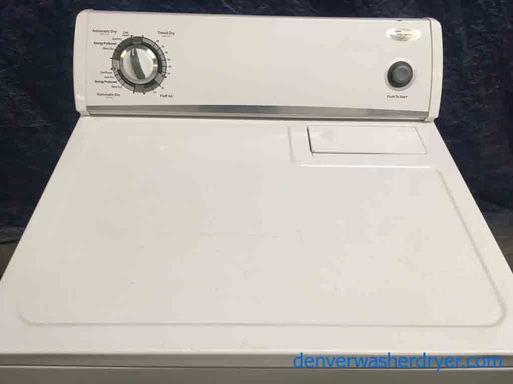 Wonderful Whirlpool “Flat-Back” Dryer, Electric, Super Capacity, Quality Refurbished, 1-Year Warranty