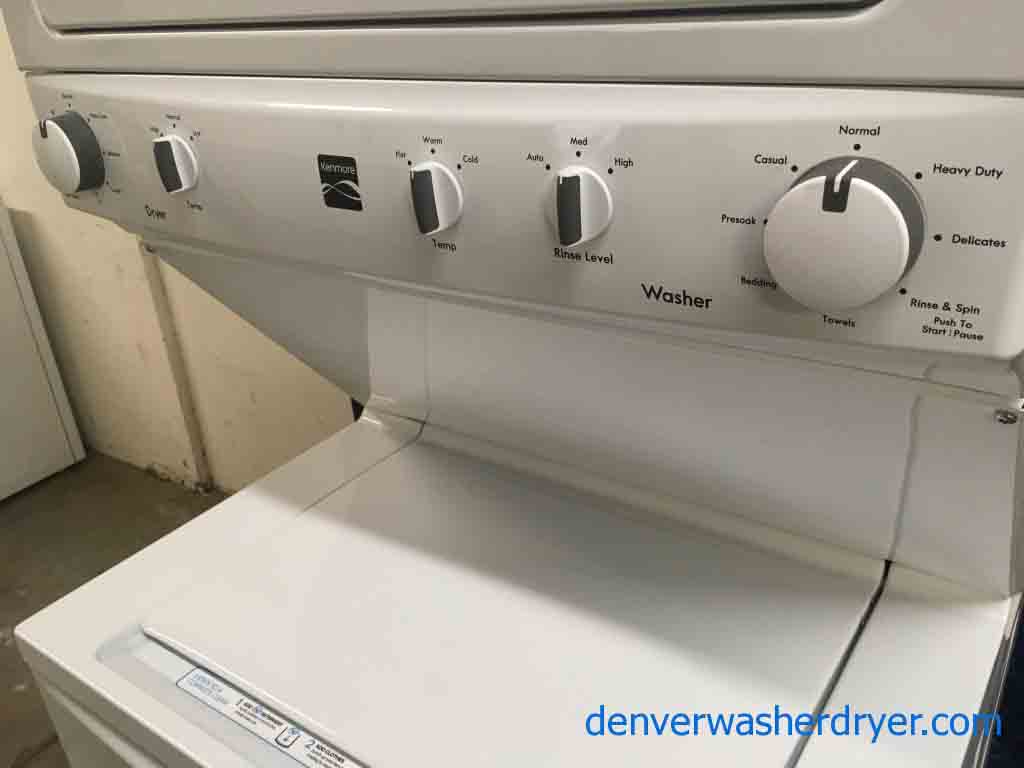 New Kenmore 27″ Stacked Washer & Dryer Combo, 1-Year Warranty