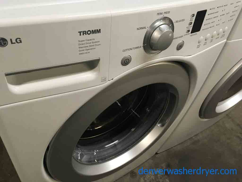 LG Tromm, White, Front-Loader, and Stackable Washer & Dryer Set, 1-Year Warranty