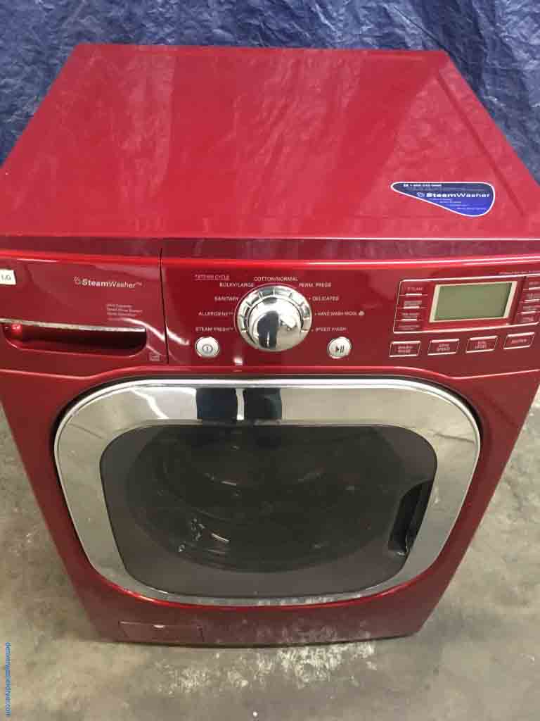 LG 27″ Front-Loading, Steam Washer, Colored in Cherry Red, 1-Year Warranty