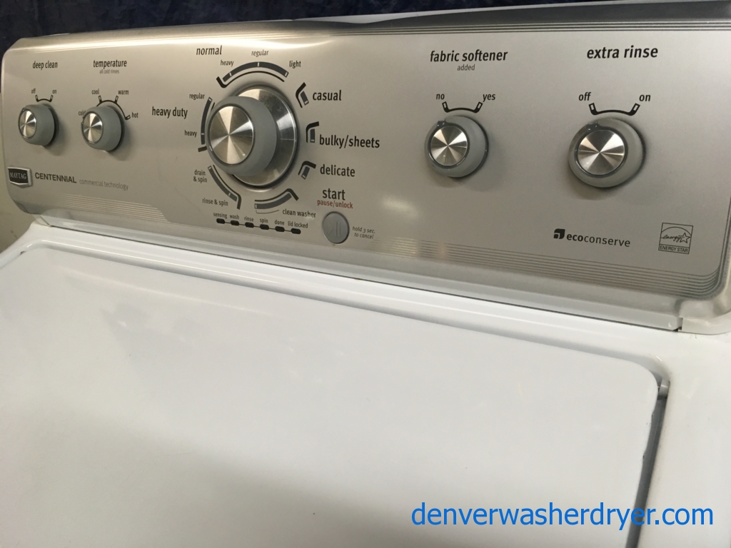 Energy Star Maytag Centennial w/HE Washer & Electric Dryer Set, 1-Year Warranty