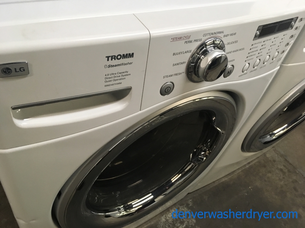 LG 27″ Front-Load Direct-Drive Washer w/Steam, and Gas w/Steam Dryer Set, 1-Year Warranty