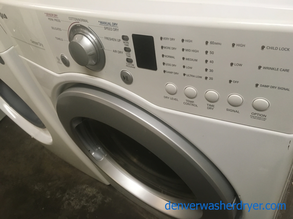 Stackable LG Front-Load w/Direct-Drive Washer, and Electric Dryer, 1-Year Warranty