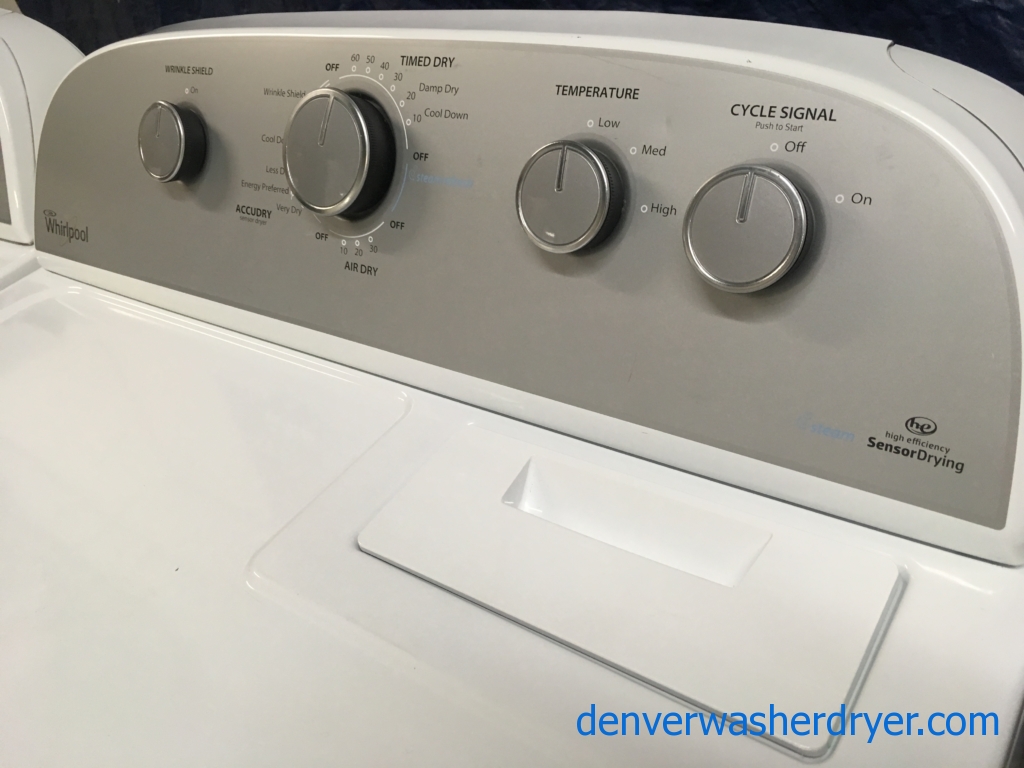 Slick Whirlpool HE Washer & HE Dryer w/Steam, 1-Year Warranty